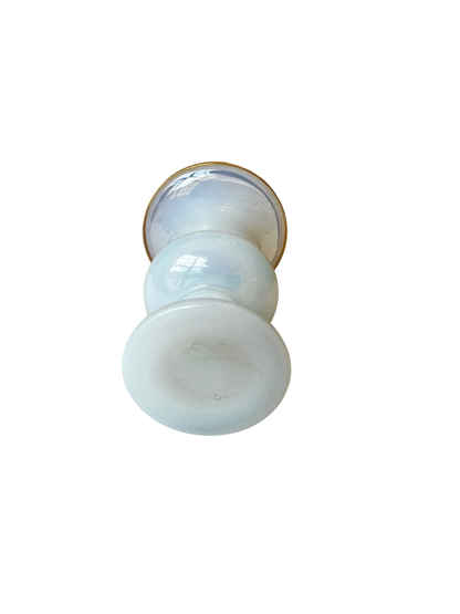 French White Opaline “Bulle de Savon” Vase with Ormolu Rim