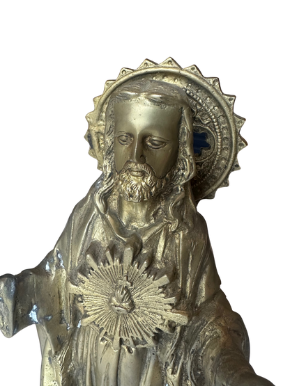 Late 19th / Early 20th C Gilt Bronze Devotional Statues of Christ and the Virgin Mary