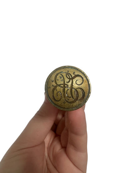 19th-Century Gilt Bronze Figural Wax Seal with Soldier Bust and Monogram