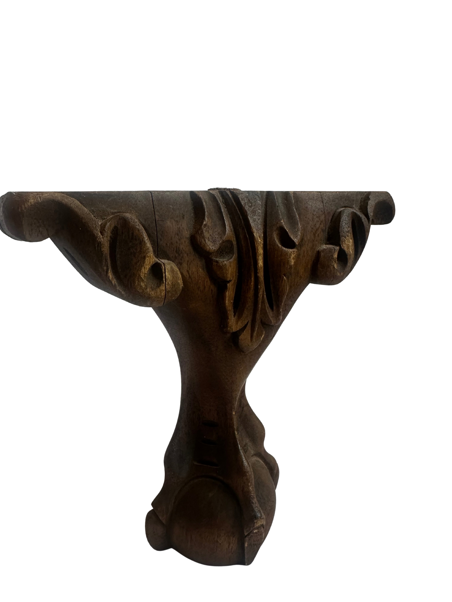 Antique Carved Wooden Furniture Fragment with Claw-and-Ball Motif