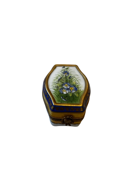 Hand-Painted Limoges Porcelain Perfume Casket with Glass Flacon