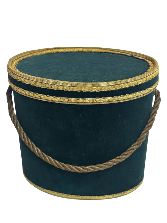 Vintage Velvet Decorative Storage Box with Gilt Trim and Rope Handles
