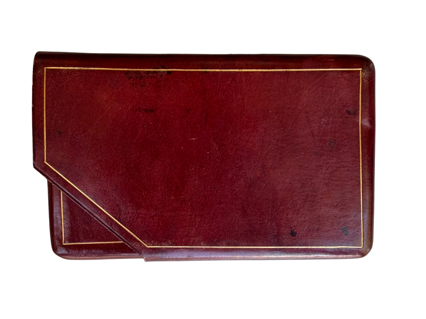 Vintage Italian Gilt-Tooled Red Leather Card Case, Mid-20th Century