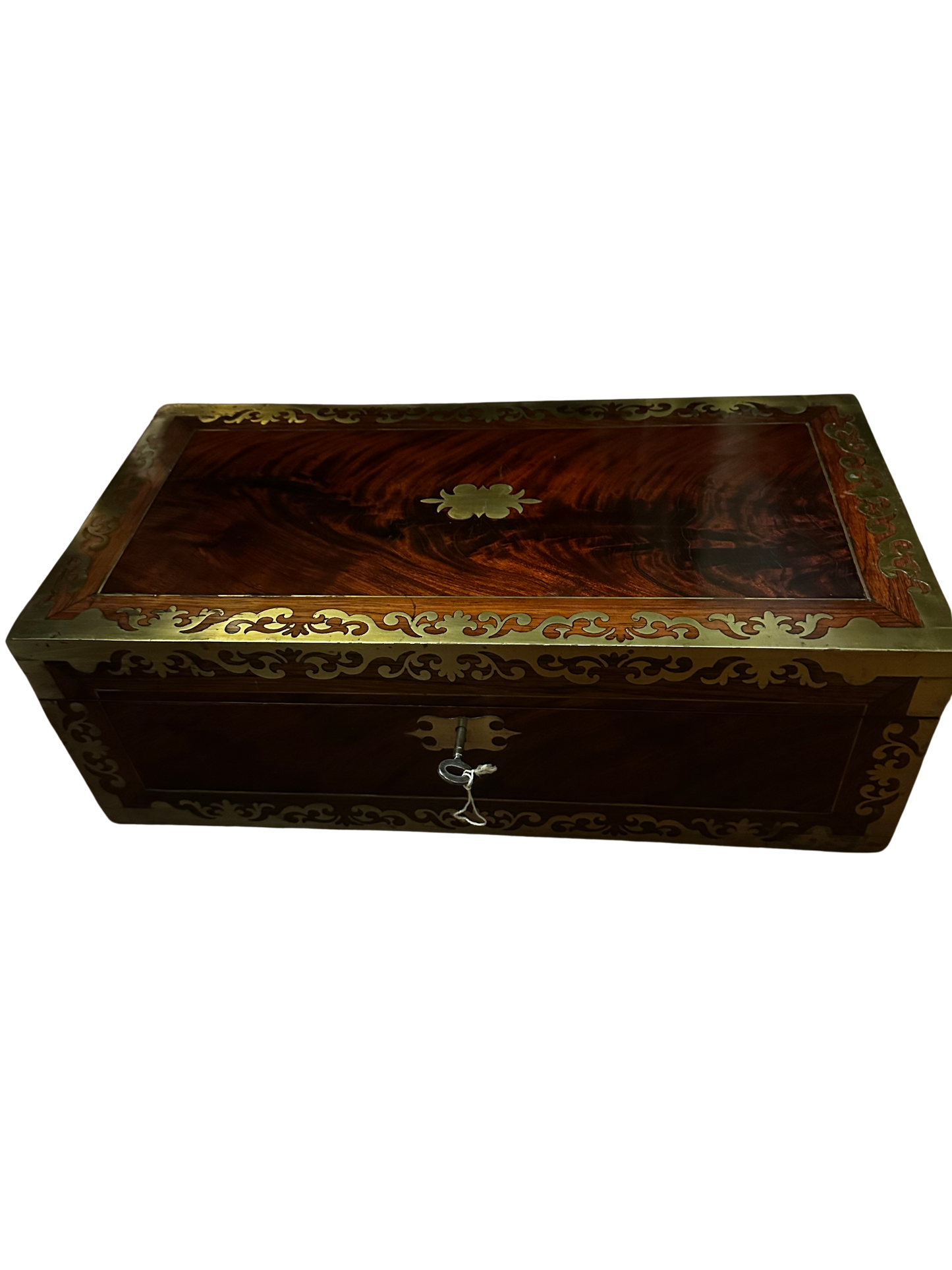 English Regency Brass-Inlaid Mahogany Writing Slope / Campaign Desk