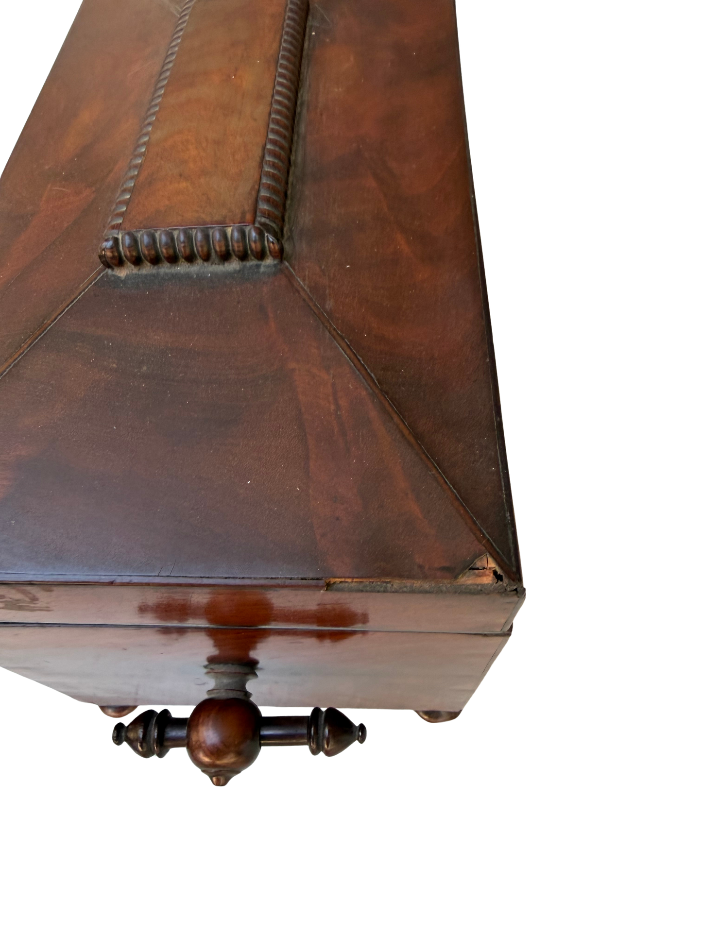English Regency Mahogany Sarcophagus-Form Sewing and Work Box