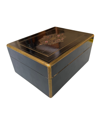 Napoleon III French Boulle-Style Fitted Dressing Case with Minerva Silver Appointments and Monogrammed Cartouche