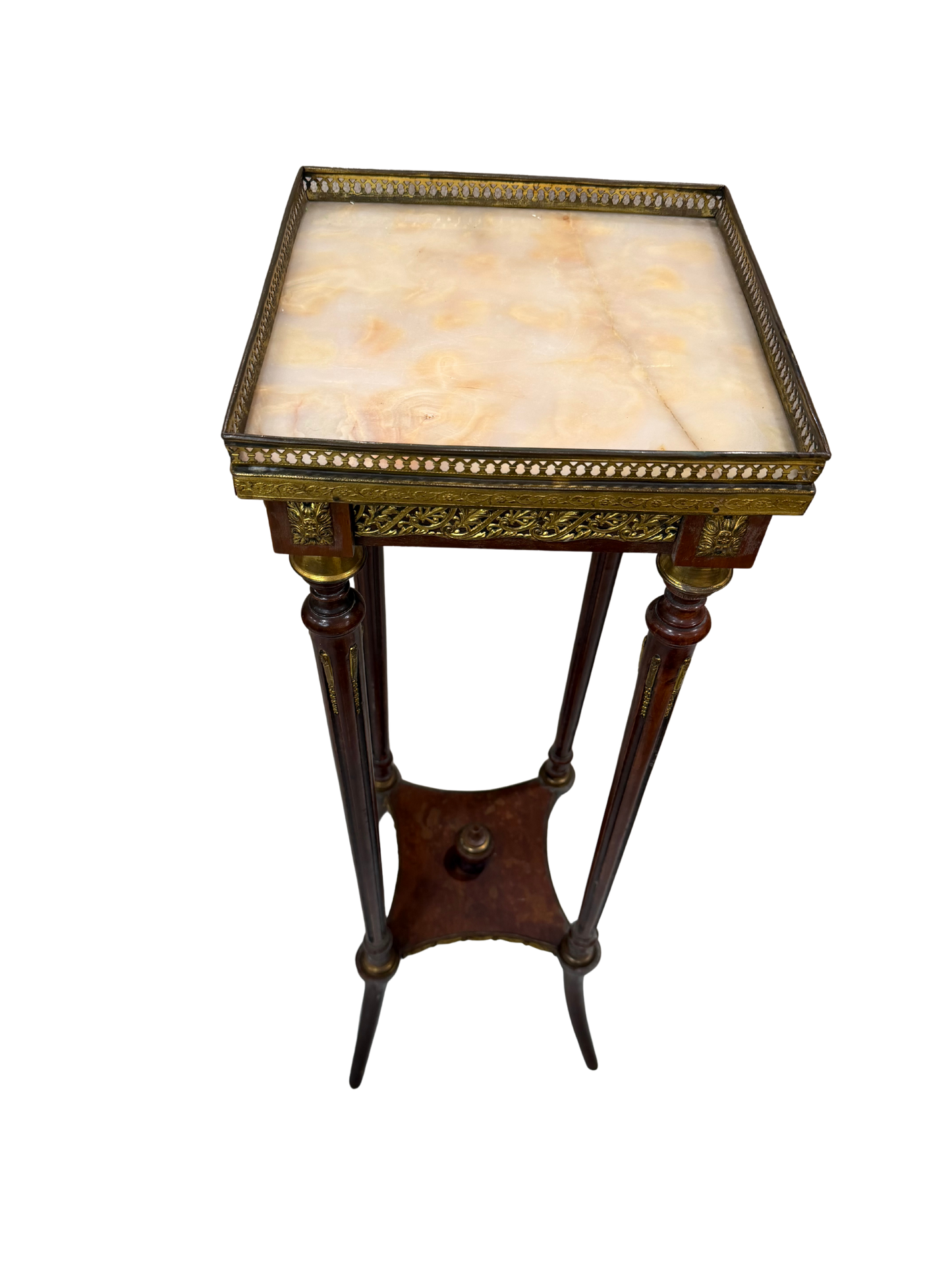 French Louis XVI Style Marble-Top Gueridon / Pedestal Stand with Gilt Bronze Mounts