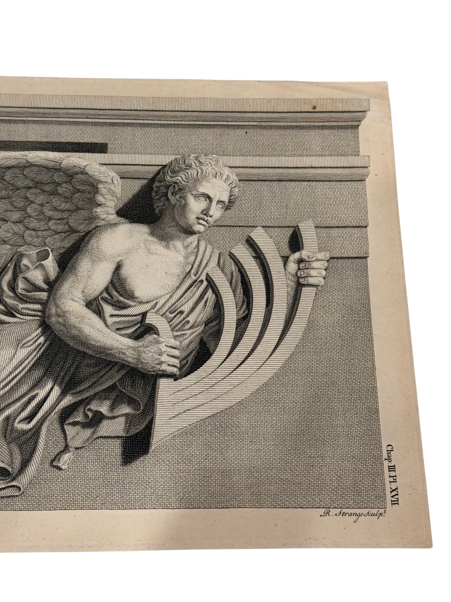 18th Century Robert Strange Engraving of Lips, Tower of the Winds, Athens, 1762