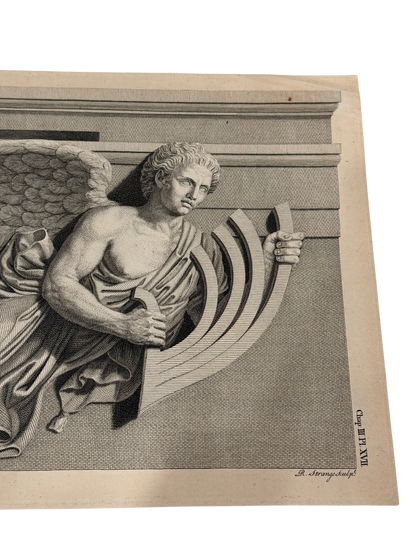 18th Century Robert Strange Engraving of Lips, Tower of the Winds, Athens, 1762