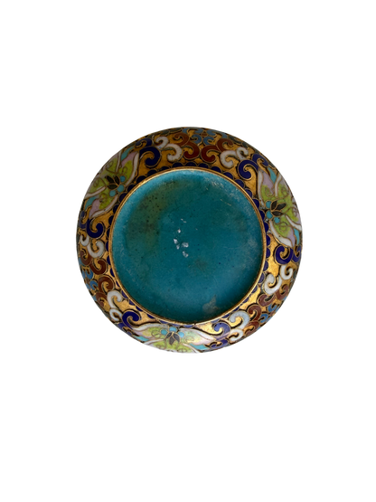 Vintage Chinese Cloisonné Enamel Floral Lidded Box with Gilt Ground, Mid-20th Century