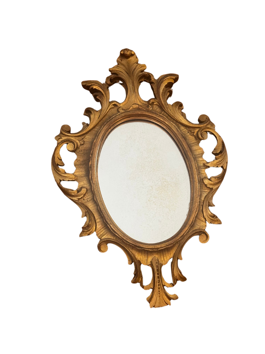 Italianate Rococo Revival Giltwood Oval Wall Mirror