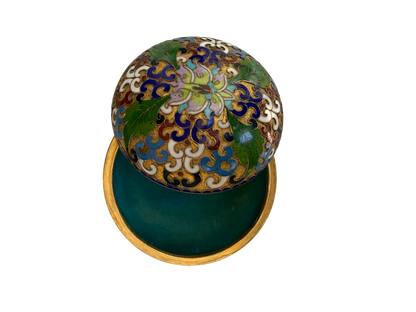Vintage Chinese Cloisonné Enamel Floral Lidded Box with Gilt Ground, Mid-20th Century