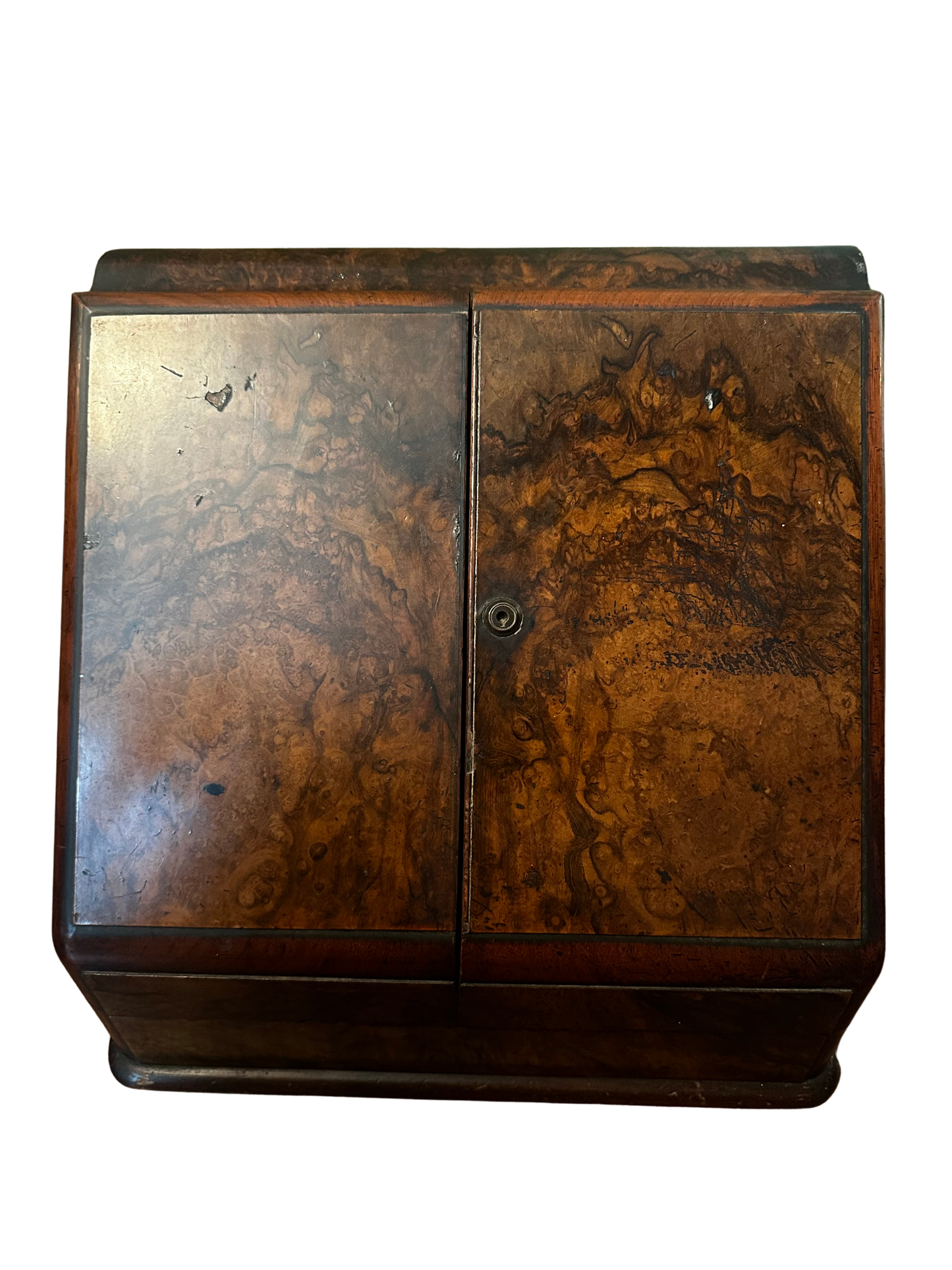 Victorian Walnut Veneered Perpetual Desk Calendar and Correspondence Cabinet