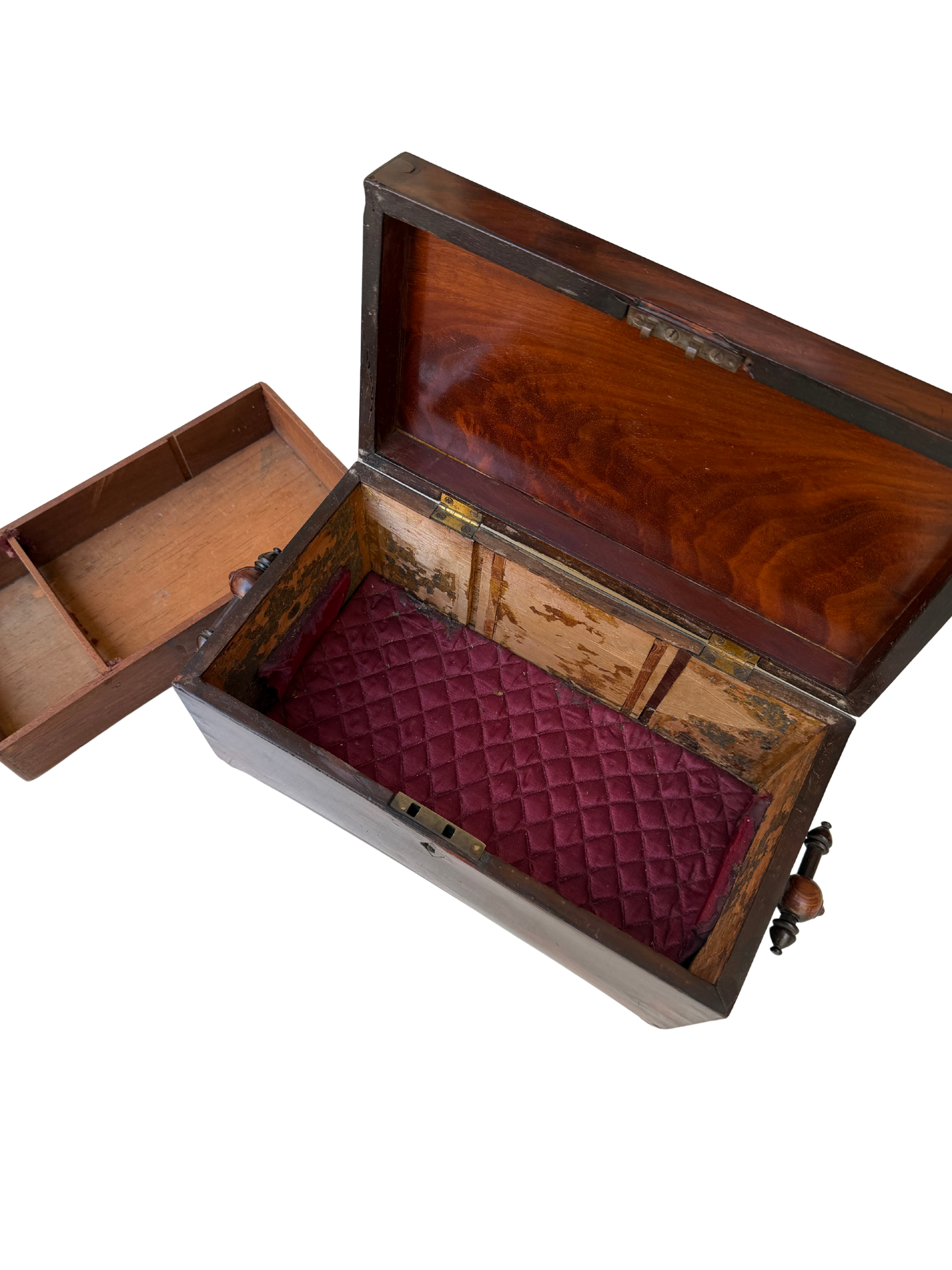 English Regency Mahogany Sarcophagus-Form Sewing and Work Box