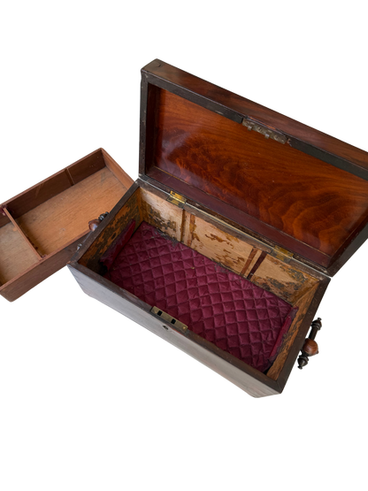 English Regency Mahogany Sarcophagus-Form Sewing and Work Box