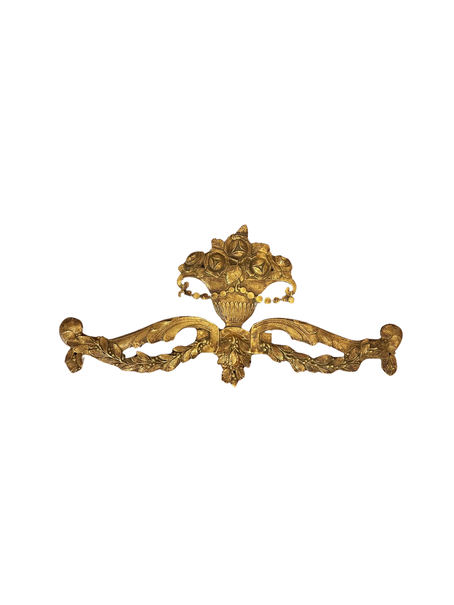 Ornate Bronze Furniture Mount / Wall Swag of Floral Bouquet and Garland Motif (Late 19th C - Leon Noel Foundry Paris)