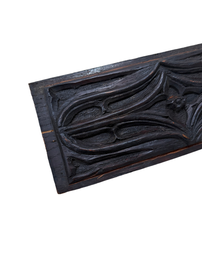 Gothic Carved Wooden Rectangular Plaque/Panel (Architectural Salvage)