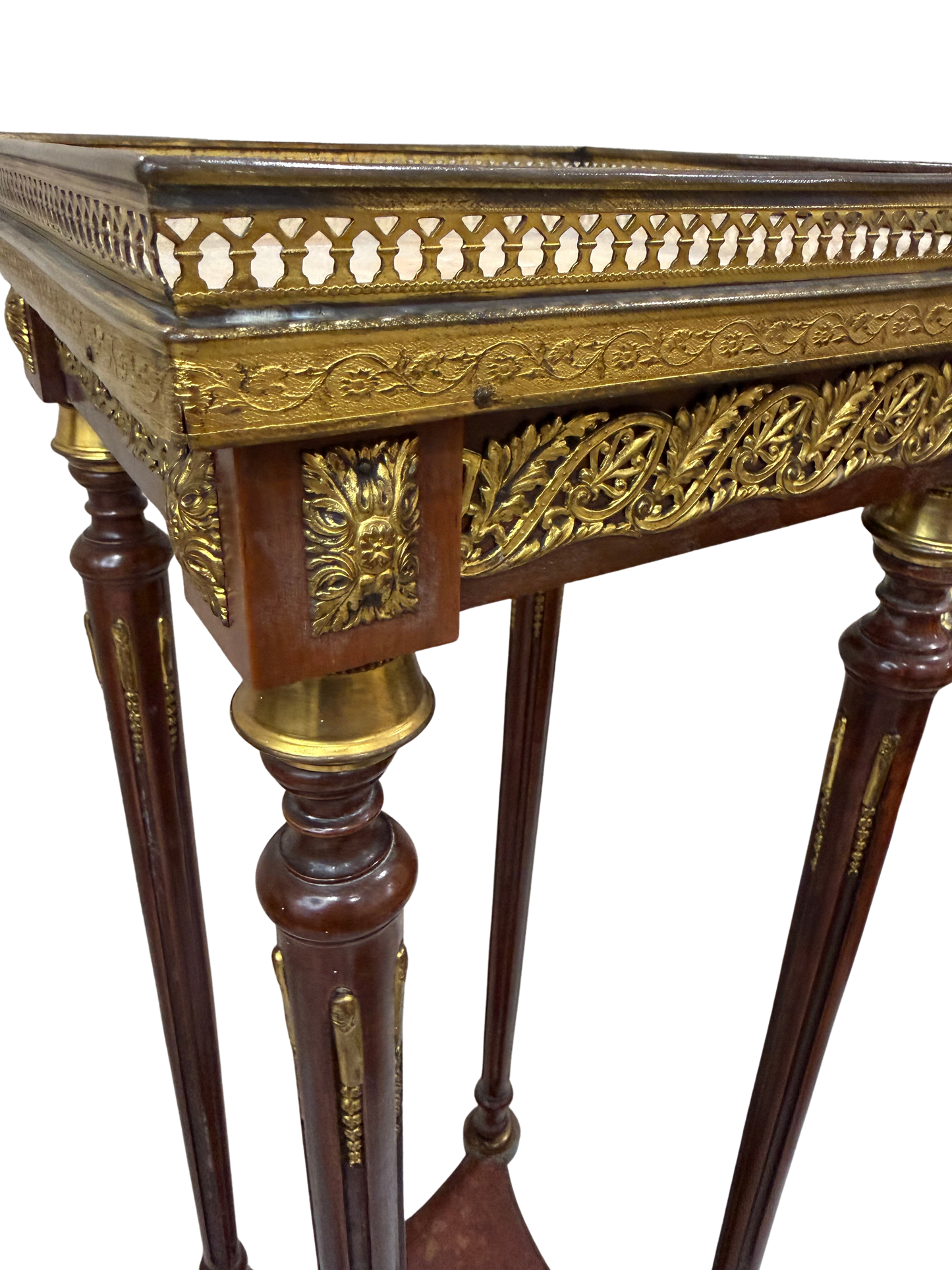 French Louis XVI Style Marble-Top Gueridon / Pedestal Stand with Gilt Bronze Mounts