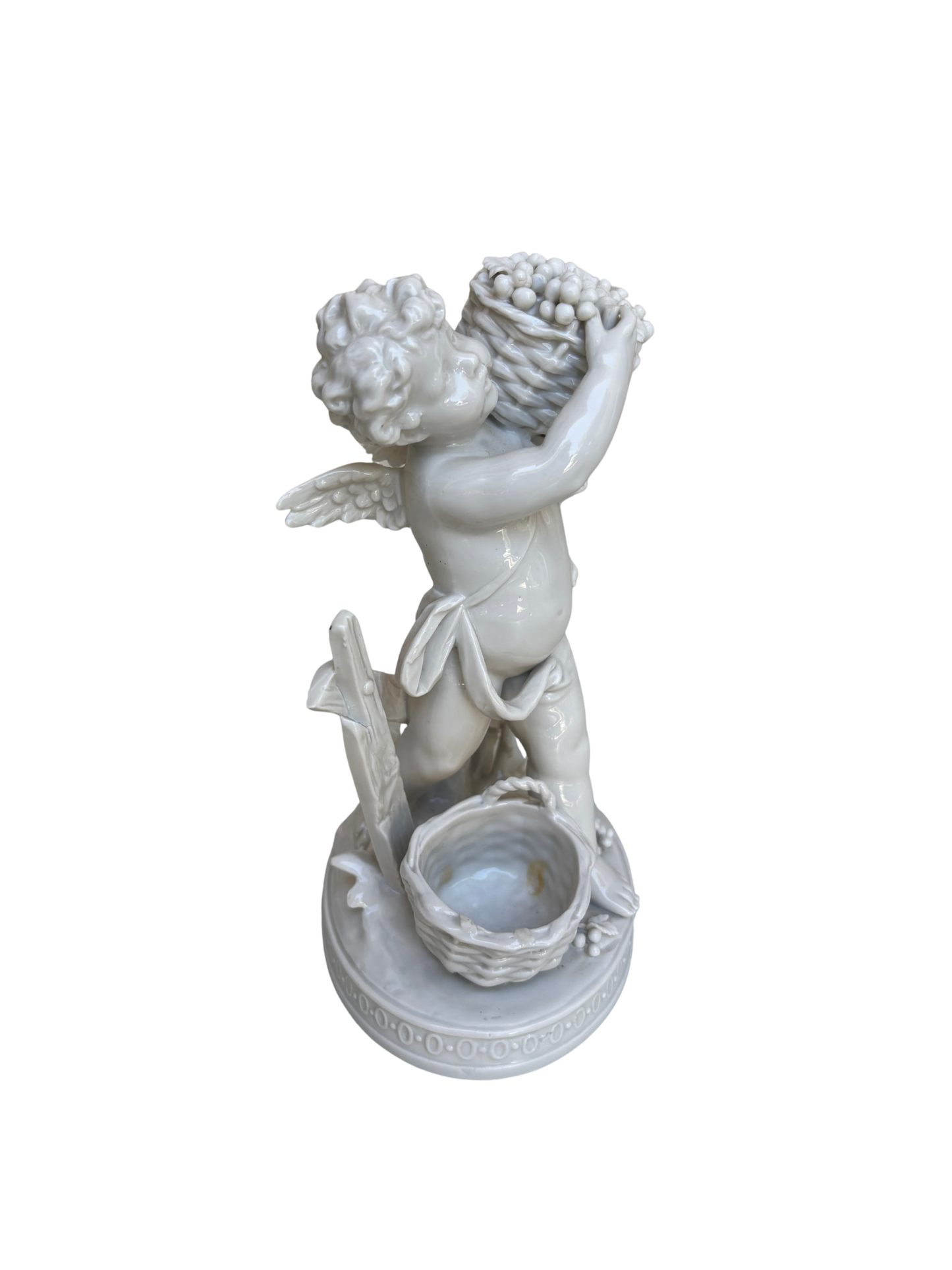 Attributed  Aelteste Volkstedter Porzellanmanufaktur Blanc de Chine Putto Harvest Figure