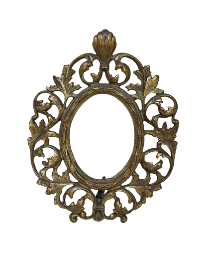 Ornate Gilt Metal (Brass/Bronze) Rococo Revival Easel Frame with Shell Crest