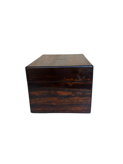 Fine Victorian Burled Walnut Vanity / Dressing Case with Silverplate Fittings, Secret Compartments, Hidden Documents, and Engraved Cartouche Dated 1891