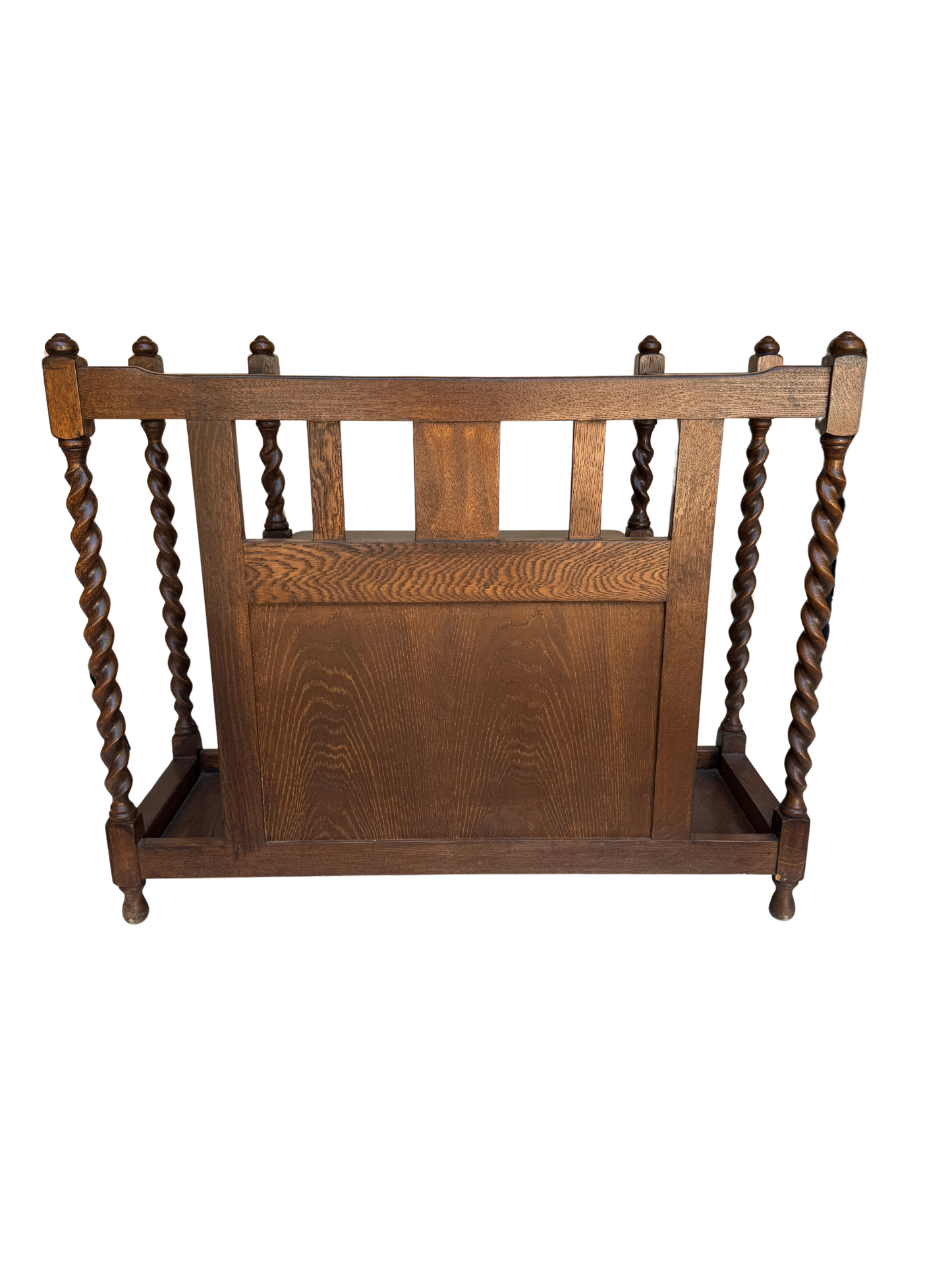 English Jacobean Style Carved Oak Barley Twist Hall Bench