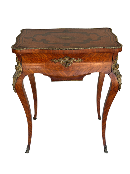 Stamped Paul Sormani Paris Louis XV Style Marquetry Vanity / Dressing Table with Mirror