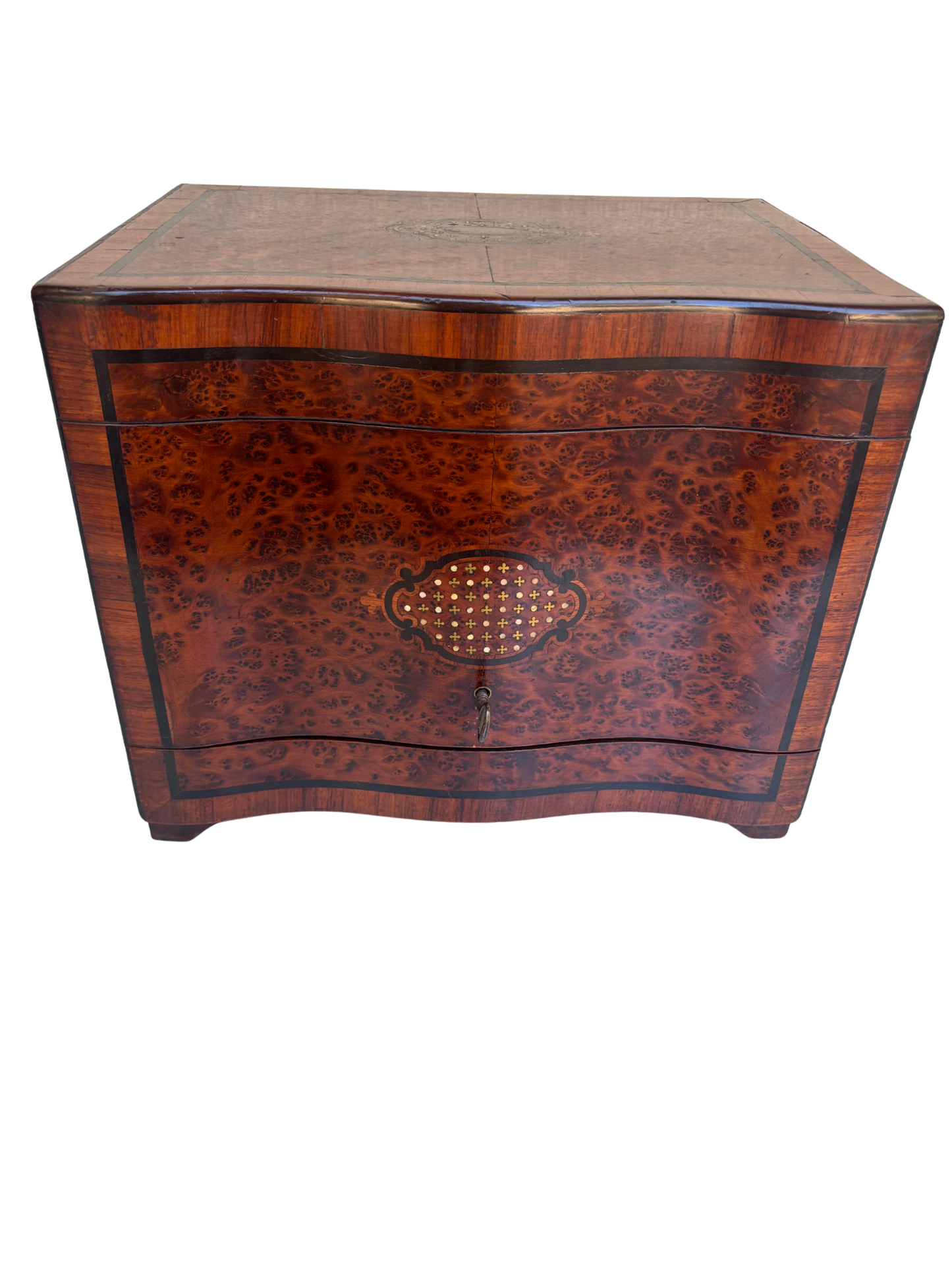 Exceptional Napoleon III Burlwood Cave à Liqueur with Gilded Glass Service and Decanters