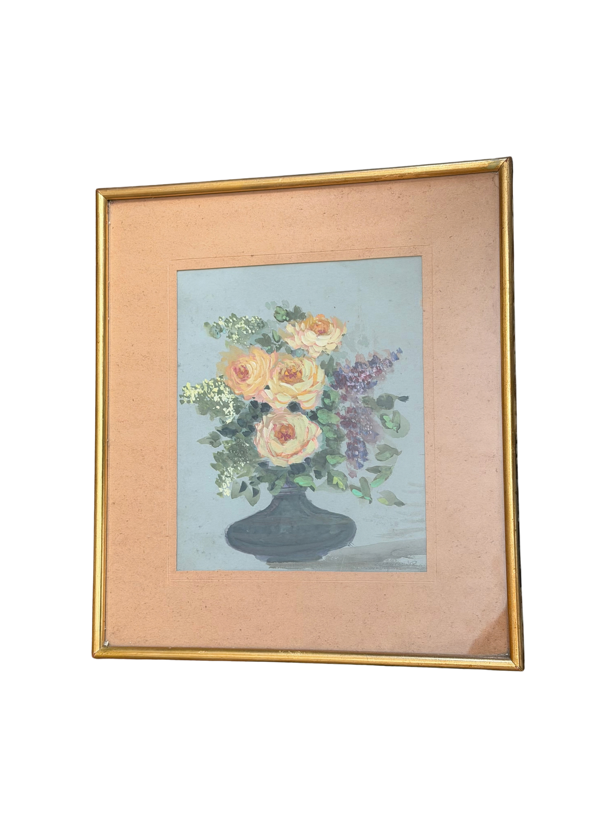 Early 20th Century Floral Still Life Watercolor, Signed Biagovini / Biagini