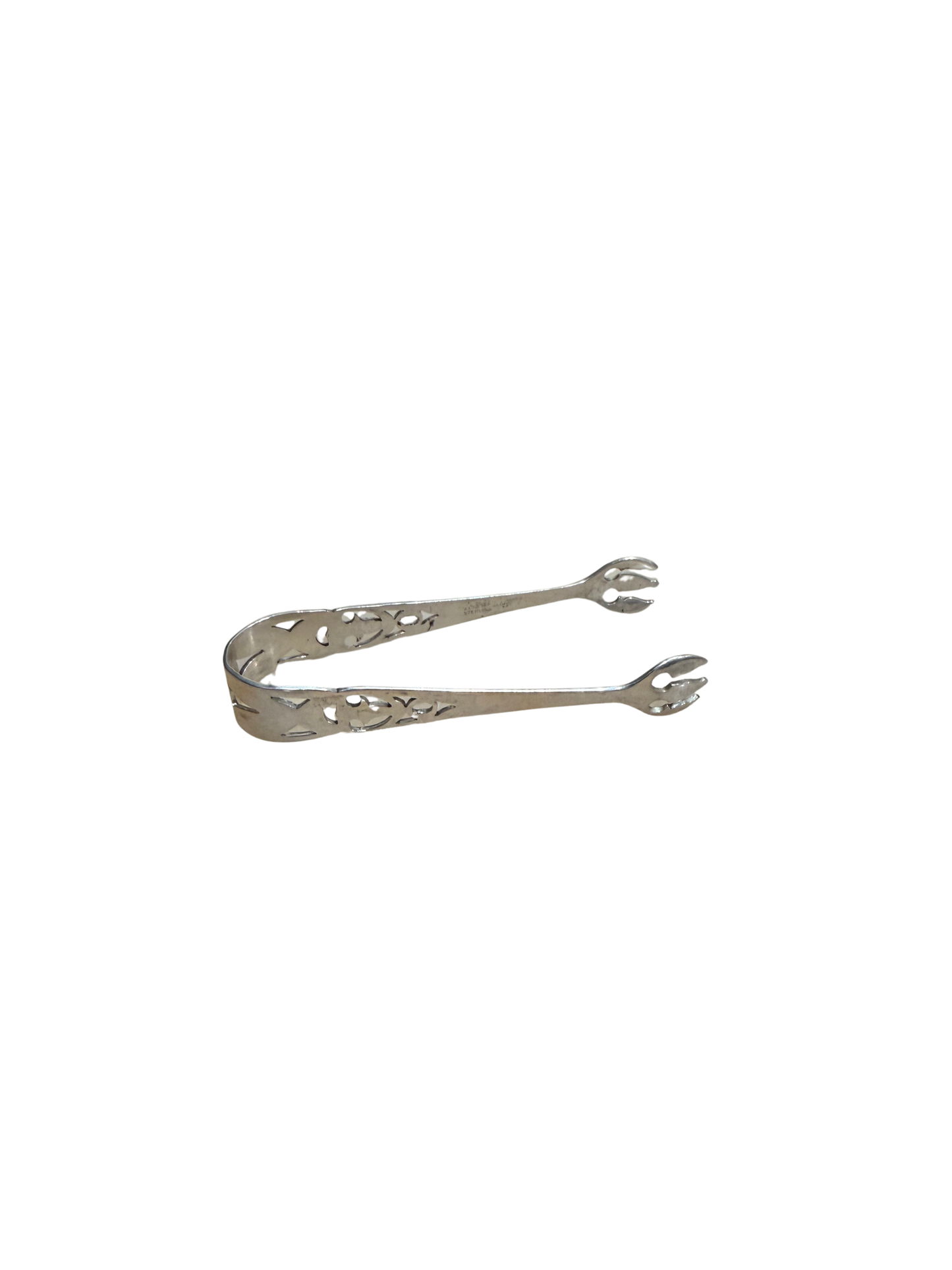 Webster Sterling Silver Pierced Sugar Tongs with Geometric Openwork