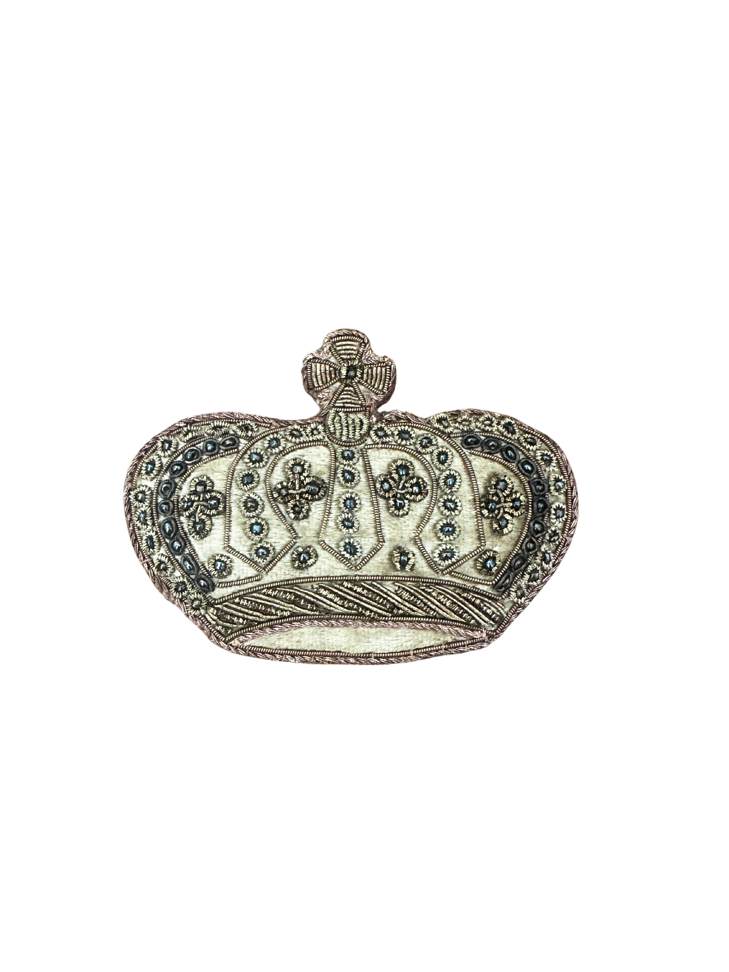 19th C (Possibly 18th C) Metallic Embroidered Crown Applique