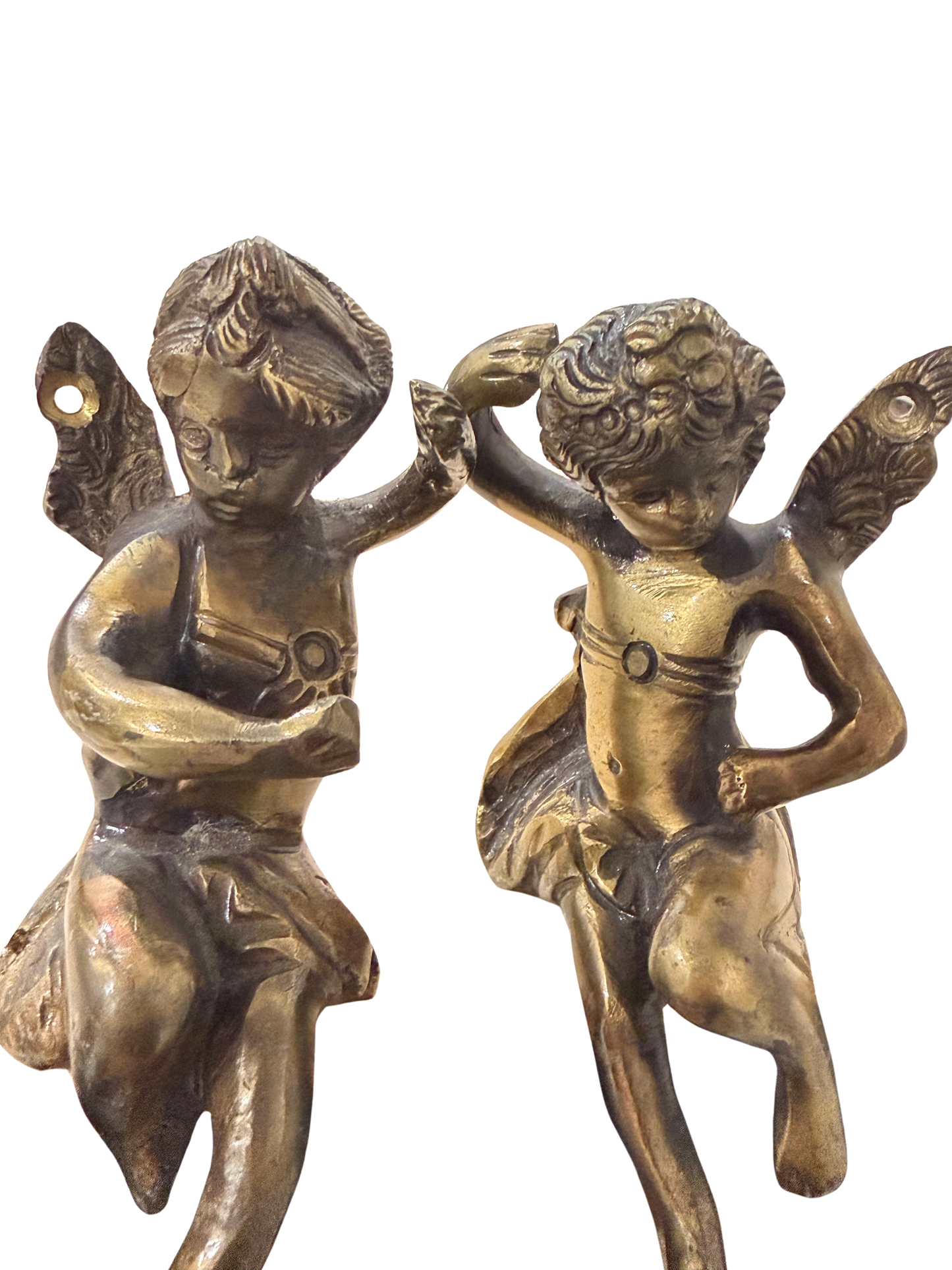 Pair of Gilt Metal Cherub Architectural Mounts or Furniture Ornaments
