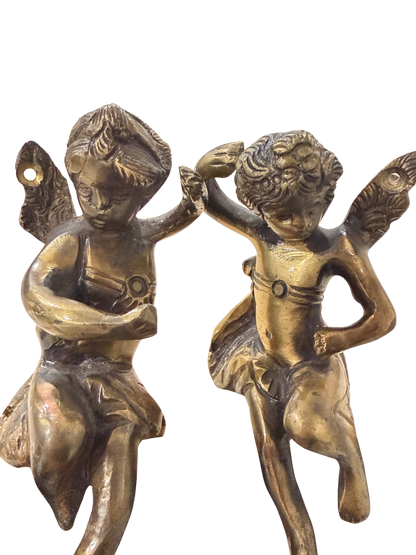 Pair of Gilt Metal Cherub Architectural Mounts or Furniture Ornaments