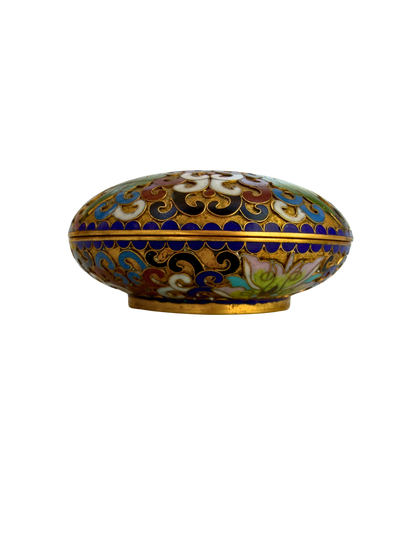 Vintage Chinese Cloisonné Enamel Floral Lidded Box with Gilt Ground, Mid-20th Century