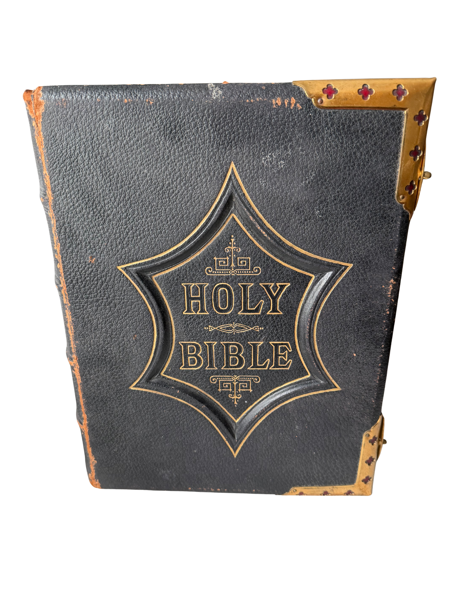 Late Victorian Illustrated National Family Bible with Brass Mounts, Color Plates, and Watson Family Register