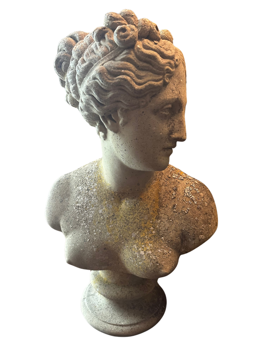Monumental Classical Cast Stone Garden Bust of Venus / Classical Goddess