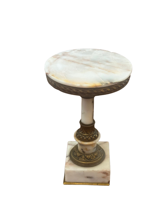 Neoclassical Marble and Brass Pedestal Display Stand