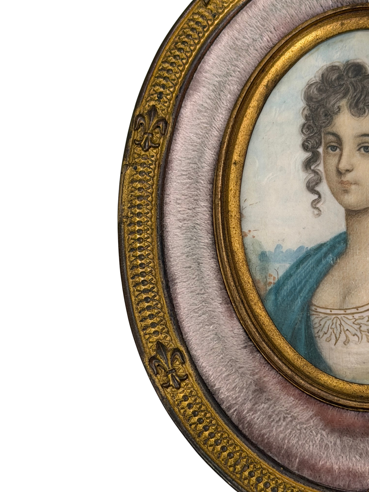 Portrait Miniature Likely Depicting Wilhelmine Herzlieb on Mother-of-Pearl in Crowned Gilt Brass Frame