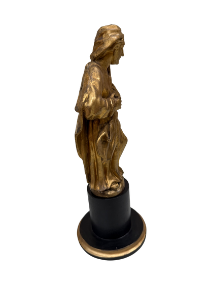 Continental Giltwood Figure of the Madonna Annunciata on Ebonized Pedestal