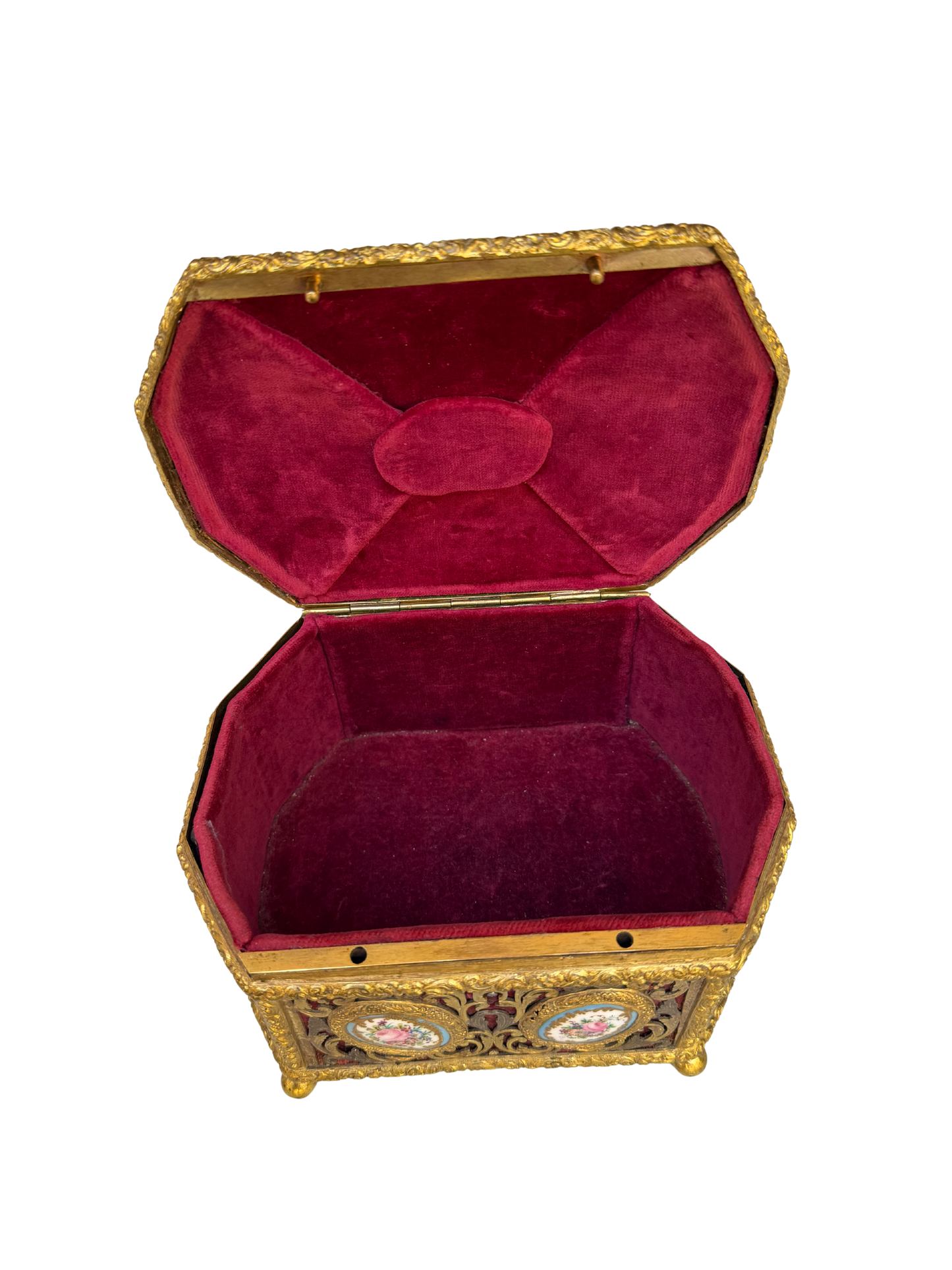 Napoleon III Style Ormolu Jewelry Casket with Sèvres-Style Porcelain Plaques