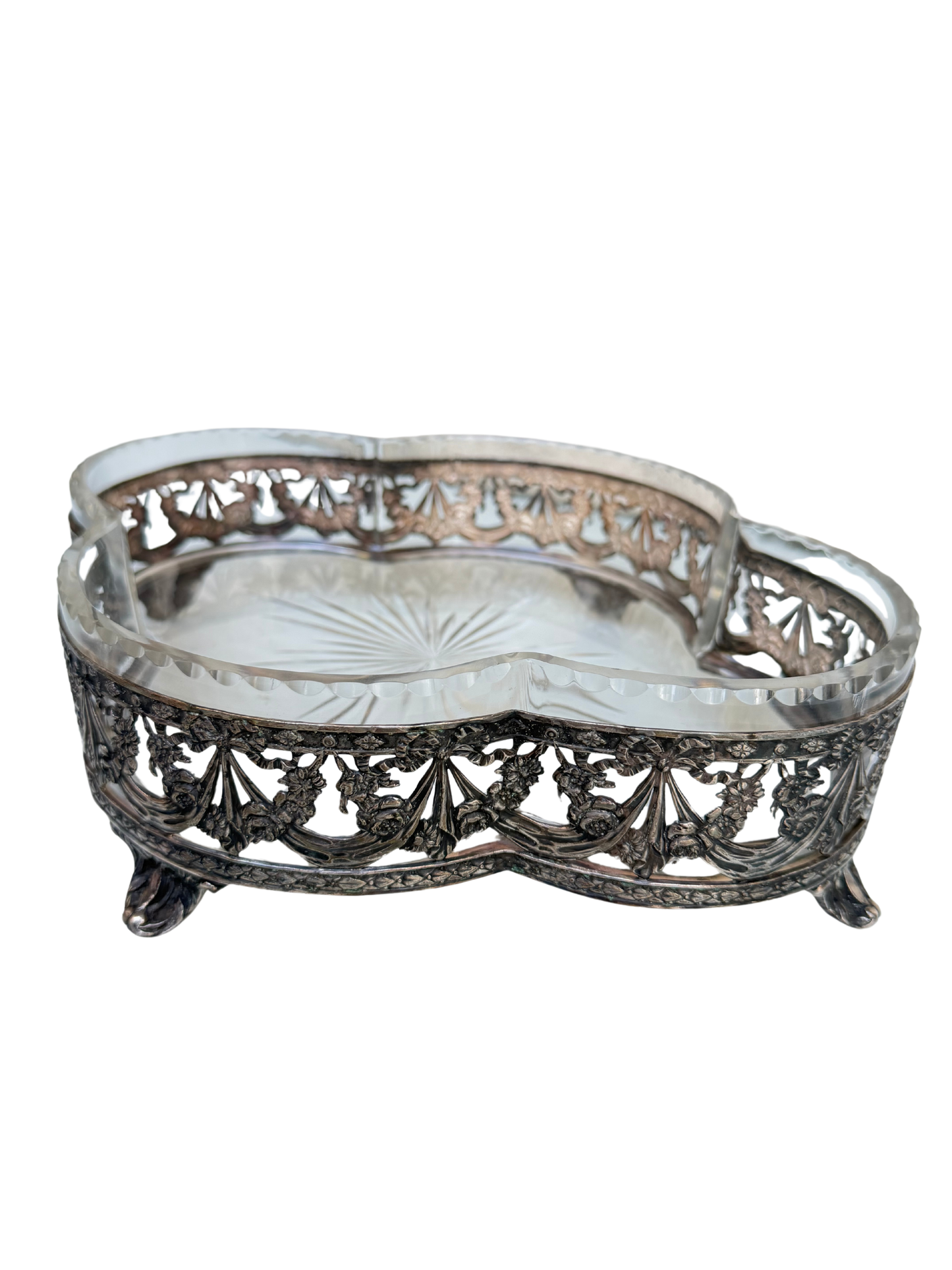 Wiskemann Silver-Plated Mounted Crystal Centerpiece Bowl / Jardinière