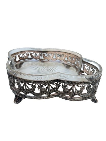 Wiskemann Silver-Plated Mounted Crystal Centerpiece Bowl / Jardinière