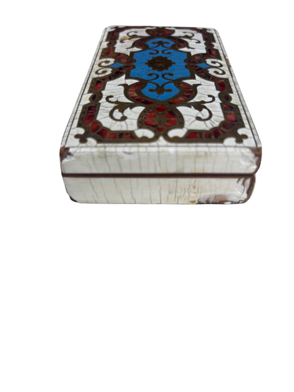 19th Century French Palais Royal Style Tessellated Bone and Tortoiseshell Inlaid Trinket Box