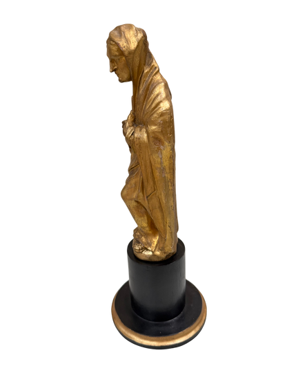 Continental Giltwood Figure of the Madonna Annunciata on Ebonized Pedestal