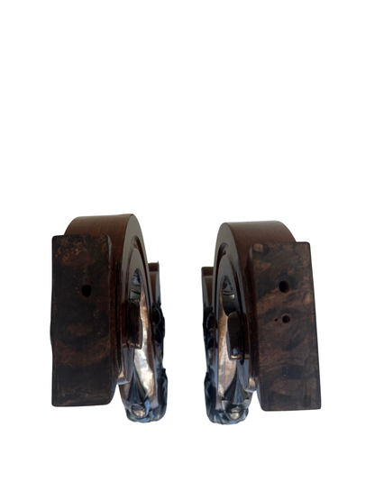 Pair of Monumental Carved Wooden Scroll Corbels / Architectural Brackets