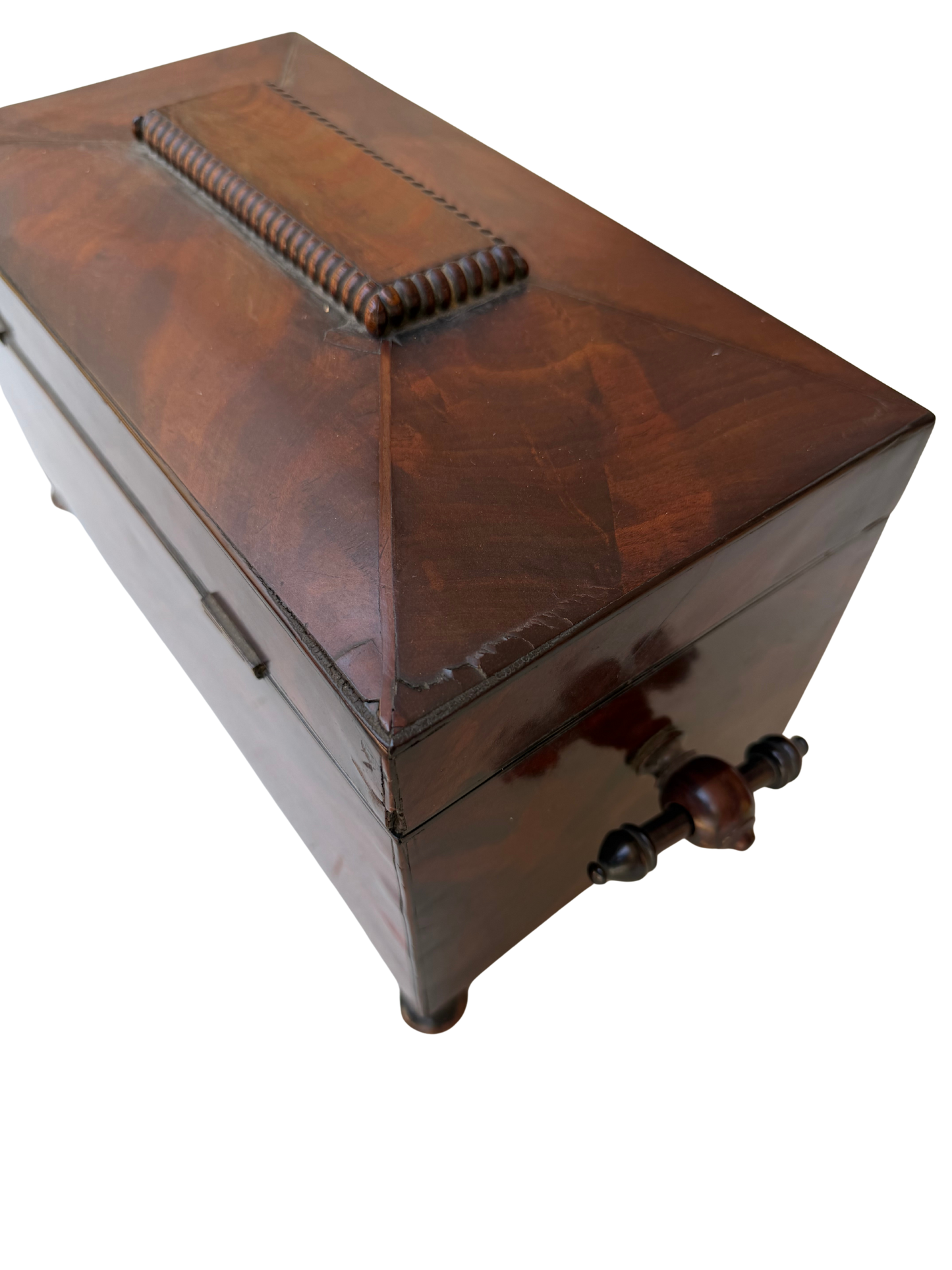English Regency Mahogany Sarcophagus-Form Sewing and Work Box