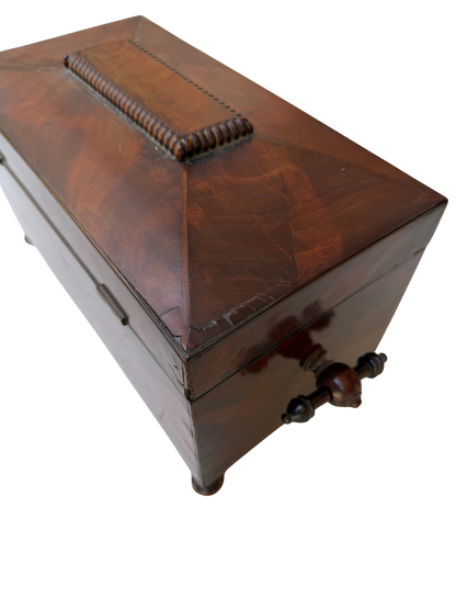 English Regency Mahogany Sarcophagus-Form Sewing and Work Box