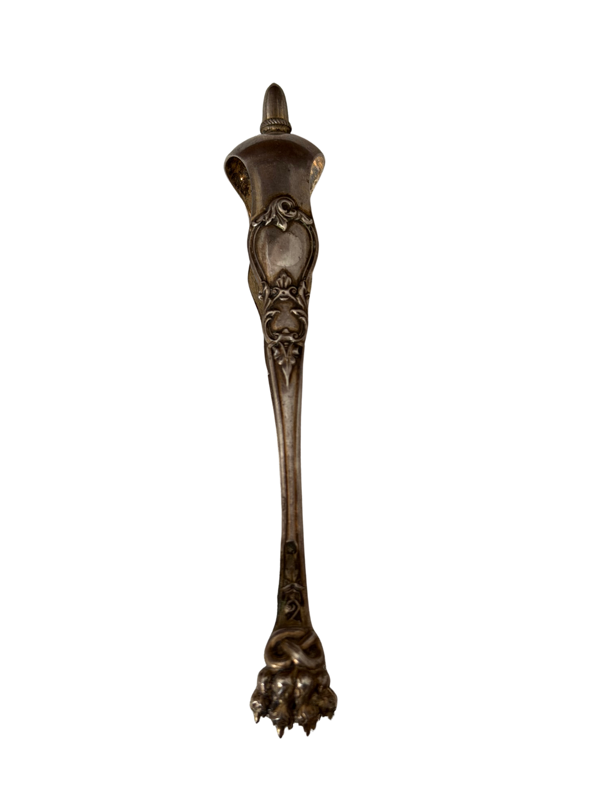 Antique French .950 Silver Sugar Tongs with Lion-Paw Terminals, Attributed to Philippe Berthier, Paris, Napoleon III Era, 19th Century