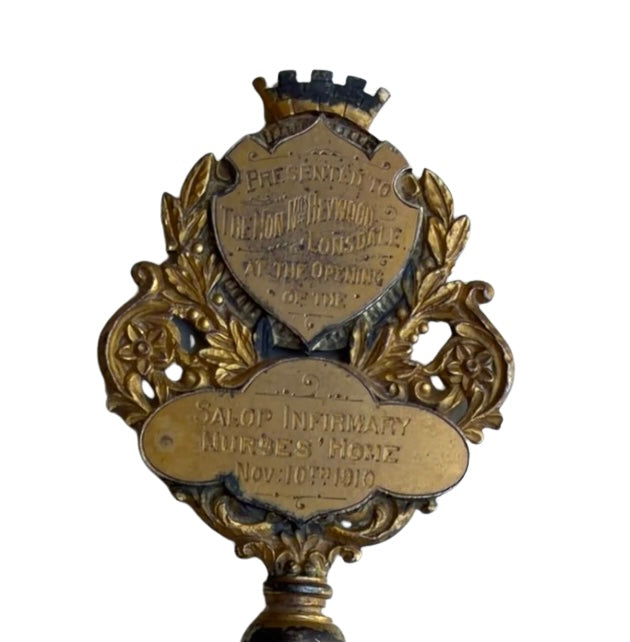 Edwardian Silver-Gilt Presentation Key for the Salop Infirmary Nurses’ Home, Dated 1910