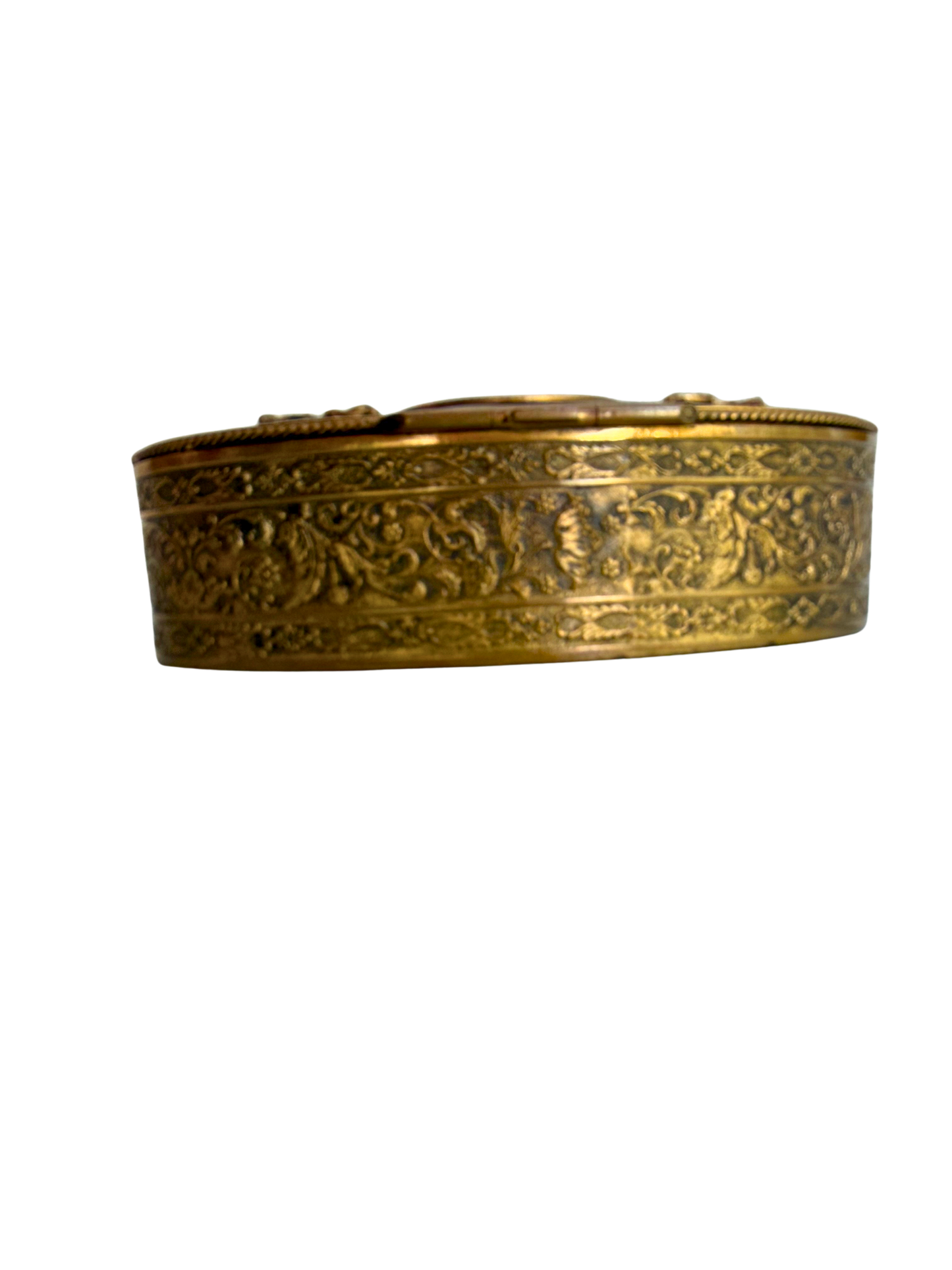 Antique French Gilt Metal Jewelry Casket with Portrait Miniature of Marie Antoinette, Late 19th Century